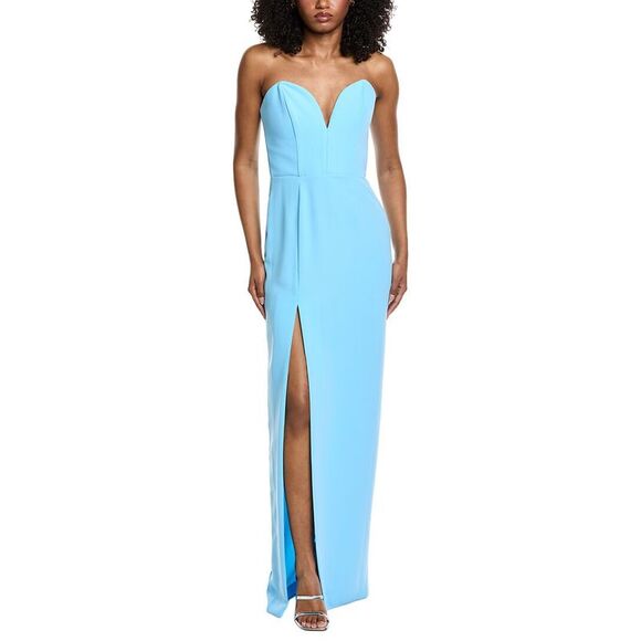 Amanda Uprichard Dresses & Skirts - Amanda Uprichard Sky Blue Strapless Maxi Gown with Front Slit